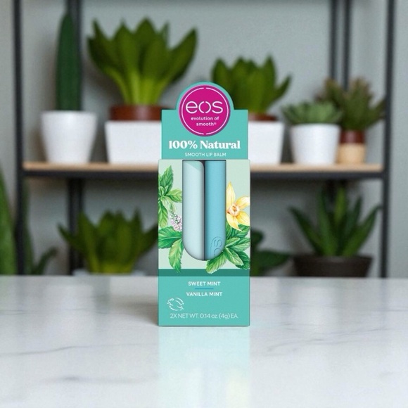 eos 100% Natural Lip Balm,  Sweet Mint & Vanilla Mint, 0.14 oz, 2-Pack - Picture 1 of 8